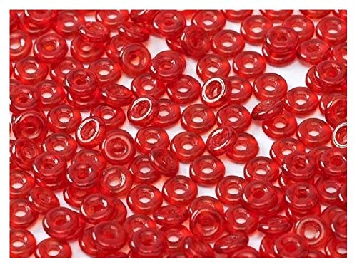 5gr O-Bead - Czech Glass Pressed Beads in Donut-Shape 1x4 mm, Red