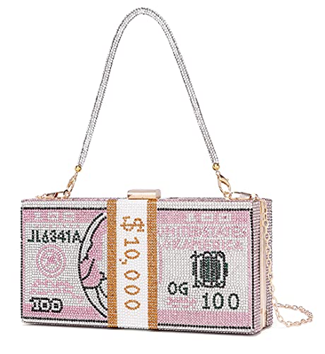 Covelin Pochette dollar pour femme avec strass, rose, Small