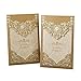 PONATIA 25PCS Laser Cut Invitations Cards Luxury Diamond Gloss Design Wedding Bridal Shower Invitation Baby Shower Engagement Birthday Invitation Graduation (Dark Gold)