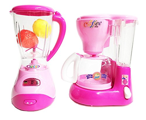 AJ Toys & Games Kitchen Pretend Play Set, Battery Operated Coffee Maker & Blender, Toy Home Appliances Playset, Electronic Toys. Great for Gifts!
