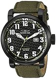 Invicta Men's 'Aviator' Japanese Automatic Stainless Steel and Silicone Casual Watch, Color:Green (Model: 23075)
