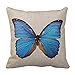 Doliving Farmhouse Butterfly Pillow Cover 18 x 18 Blue Butterfly Theme Decoration Throw Pillow for Couch Bedroom
