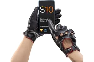 Mens Touchscreen Unlined Leather Driving Gloves