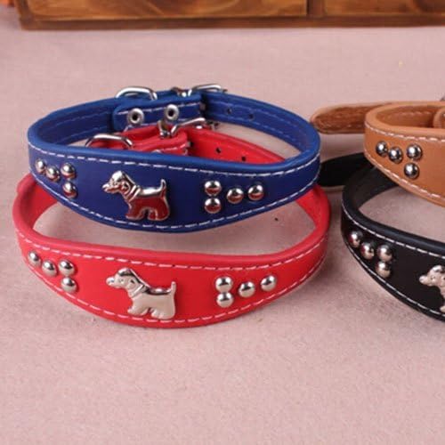Designer Dog Collar in Red with Decorative Details by Duke Austin (Size: M)