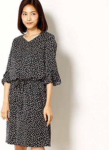 Amazon イノウェーブ Innowave 17秋 小花プリントワンピース ネイビー M ワンピース チュニック 通販