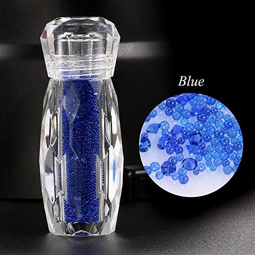 1 Bottle Micro Pixie Beads Gravel Nail Crystals For Nails Colorful Multicolor Micro Strass Glass Caviar Beads Nail Art 3D Decorations (Blue)