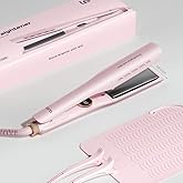 Professional Hair Straightener LENA H2S Wide Flat Iron with Wider Titanium Plates, 12 Adjustable Temps, LED Display, Fast Heating, Dual Voltage & 30 Minutes Auto Power-Off