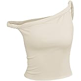 Anoumcy Asymmetrical Tops for Women Double-Layer Twist Strap Off Shoulder Tanks Y2K Tops Summer Going Out Tops