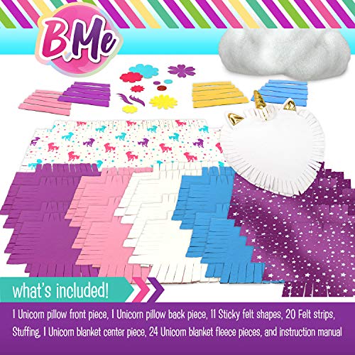 DIY 2in1 Unicorn Knot No Sew Blanket Pillow, Craft for Girls, Make