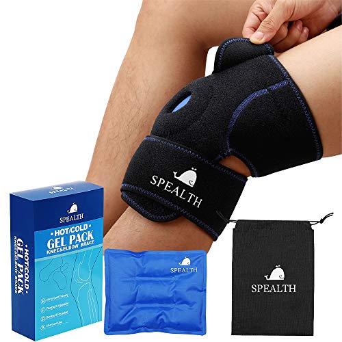 Knee Ice Pack with Wrap,Reusable Ice Gel Pack for Hot and Cold Therapy,Adjustable Compression Knee Brace Support for Knee Pain,Injury Recovery,Alleviate Joint Pain,Muscle Pain,Pain Relief,Tennis Elbow