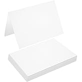 50 Pack Folded Blank Note Card Cardstock Tent Cards, 8x6" Folds to 4x6" 110lb/300gsm Thank You Blank Greeting Card for Invitations, Wedding, Greeting Cards, All Occasion DIY (White)