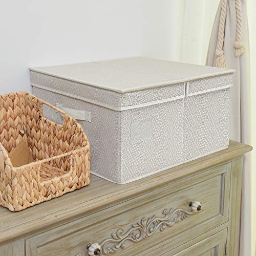 StorageWorks Woven Diamond Storage Baskets with Lids and Handles