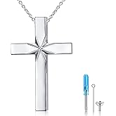 Cross Cremation Jewelry 925 Sterling Silver Urn Necklaces for Ashes for Men Women Memorial Jewelry with Engraved Bible Verse Cross Ashes Holder Keepsake for Loved Ones