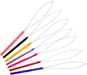 10 Enhebradores De Agujas De Micro Bucle Para Extensiones De Cabello - Aluminio Y Acero Inoxidable, Incluye 3 Agujas De Ganchillo