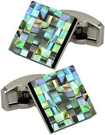 colorful men’s & women’s Mother of Pearl Cufflinks, square shape classy French fashion style