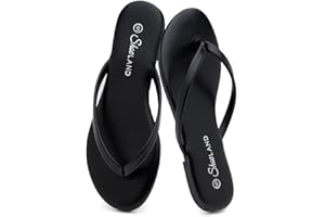 Shoe Land Flip Flops for Women – Memory Foam Flat Sandals with Vegan Leather | Lightweight Summer Slides for Beach, Travel & Everyday Wear | Non-Slip Comfort Sandals