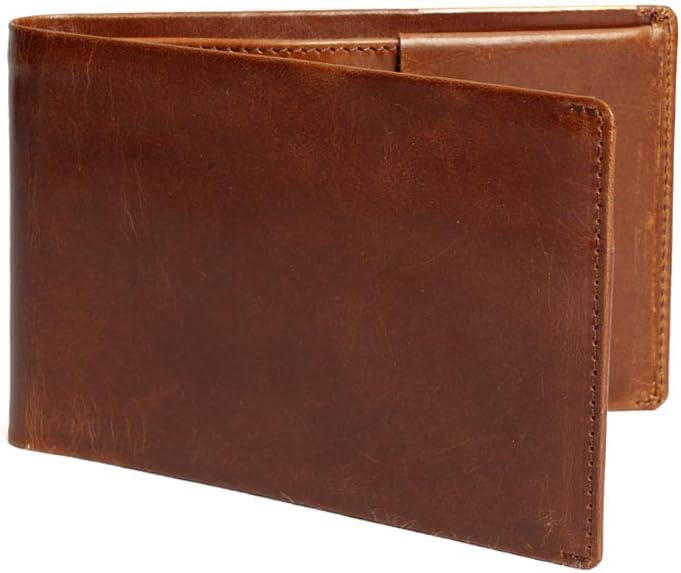 Hide N Stitch Genuine Leather Passport Wallet for Men Bi-Fold RFID Blocking Card Slots Tan
