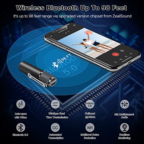 Bluetooth Lavalier Microphone,ZealSound SmartMic Wireless Lapel Smart