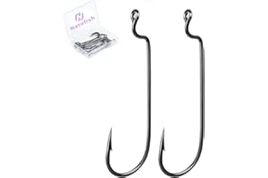 Natufish EWG Hooks for Bass Fishing,50Pcs/100Pcs Texas Carolina Rig Hooks Worm Hook Weedless/Inline for Soft Plastic Baits Saltwater