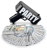 Party With Pride Money Gun, Real High Gloss Shiny Black, Rainmaker Handheld Cash Gun, Fake Bill Dispenser, Money Shooter (Black)