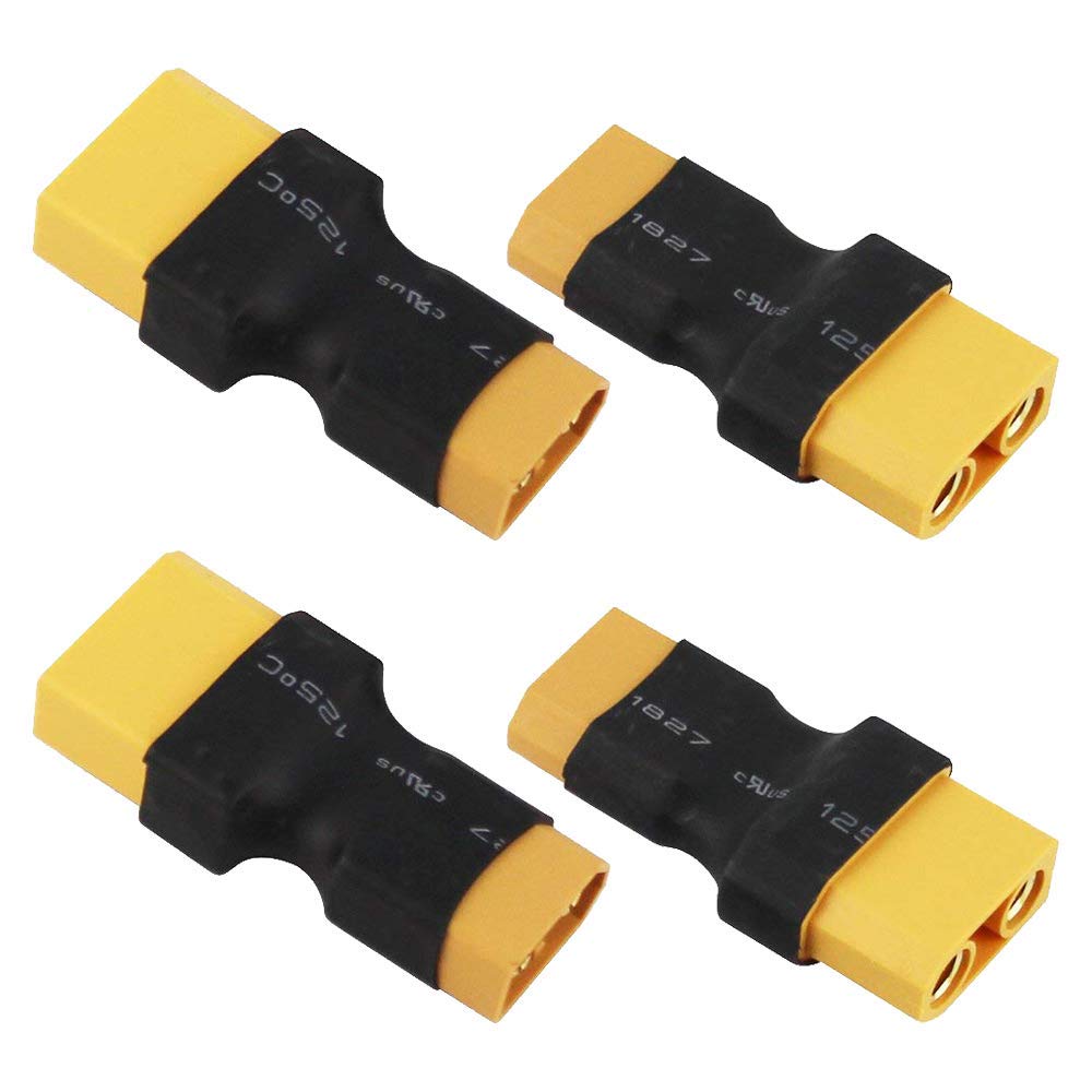 Yowoo 4pcs XT60 to XT90 Adapter XT60 Male to XT90 Female Connector Adapters No Wires RC LiPo Battery Connectors (XT60 Male to XT90 Female)