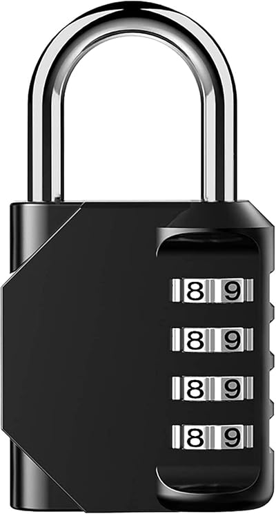 BeskooHome 4-Digit Outdoor Waterproof Padlock - Resettable Code Lock Black