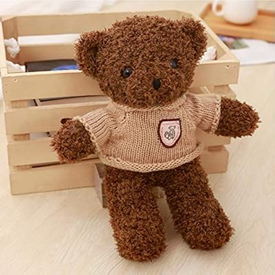 CHENFOO Soft Filled Toy, Cartoon Teddy Bear Plush Toys, Stuffed Soft Animal Bear with Clothes Doll, Valentines Gift for Kids Children 30cm Brown
