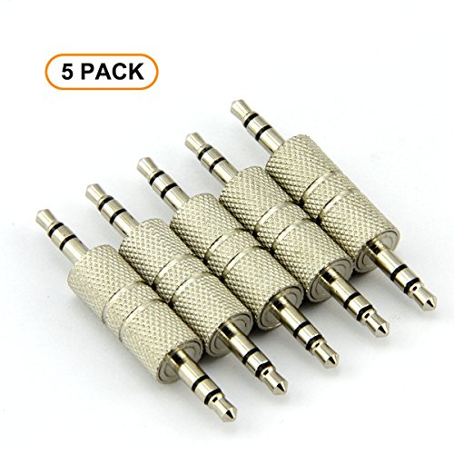 RuiLingTM 5PCS 3.5mm Jack to 3.5mm Audio Male Adapter Connectors.(Silver)