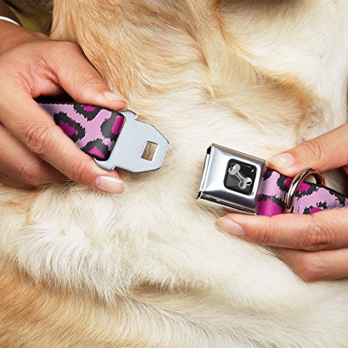 Buckle-Down Leopard Closeup Pink Dog Collar Bone, Large/15-26"