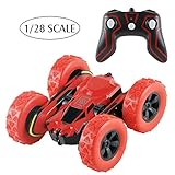 BIG HOUSE Remote Control Car, 1/28 Scale RC Car Double Sided 360° Rotating 4WD Stunt Cars 2.4 GHz Off Road Electric Race High Speed Toys Cars as Christmas Xmas New Year Gifts for Kids (Red Stunt Car)