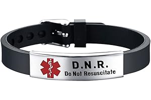 KunBead Medical Alert Bracelets for Women Adjustable Stainless Steel Silicone Emergency Awareness Medical ID Bracelet Wristband