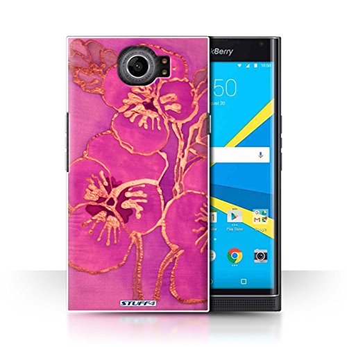 STUFF4-Phone-Case--Cover-for-BlackBerry-Priv--Hot-Pink-Design--Floral-Silk-Effect-Collection