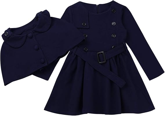 Amazon ティアオバグ Tiaobug 女の子 ワンピース 子供服 長袖 ワンピース ドレス フォーマル リボン 発表会 入学式 パーティ オシャレ ネイビーブルー 110 フォーマル 通販