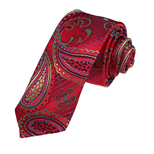 DAE7B09D Red Business Slim Neckties Woven Microfiber Casual Groomsmen Patterned Skinny Tie By Dan Smith