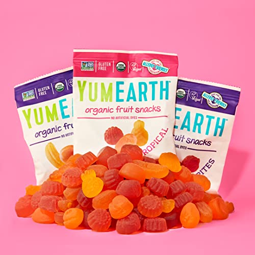 YumEarth Organic Tropical Flavored Fruit Snacks, 60 0.7oz. Snack Packs, Allergy Friendly