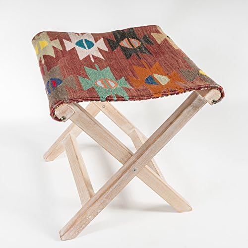 Portable bohemian stool, kilim rug chair and table base