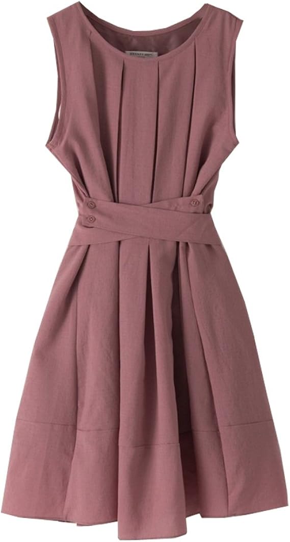 Amazon ヴィヴィッドレディ Vividlady ノースリーブ ワンピース ミニ丈 クルーネック Aラインワンピース ワンピース チュニック 通販