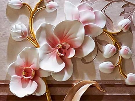 Amazon Co Jp Qmglbg 3d 胡蝶蘭 リリーフ ウォール モダン ファッション 花柄 装飾絵画 3d壁紙 Qmglbg ホーム キッチン