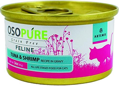 Artemis Osopure Grain Free Feline Formula, Tuna &amp; Shrimp, Case of 24 Cans by Artemis