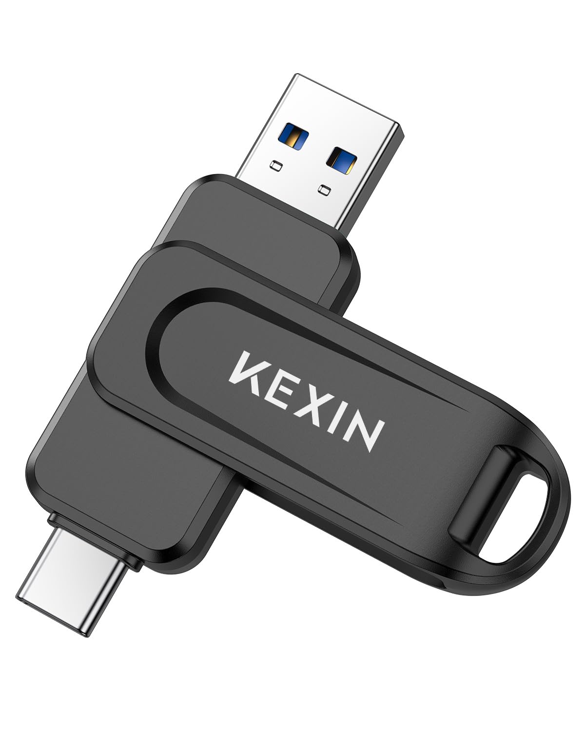 KEXIN USB Stick 64GB USB C Memory Stick 100MB/s Swivel Dual USB 3.0 Flash Drive USB-A & Type-C Pen Drive for Smartphone Tablet iPhone 15/16 Car Game Console, Black