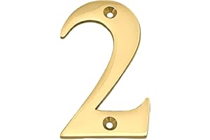 A10SHOP Doris 3-Inch Solid Brass-Polished Finish, Mailbox Address Numbers, House Numbers For Outside House Door Number, House Number Plaque (Number 2)