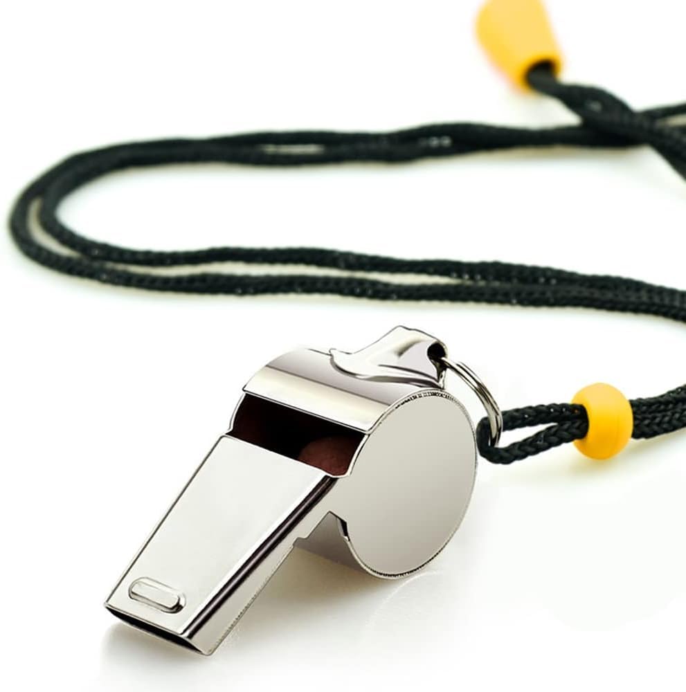 Hipat Stainless Steel Sports Whistles with Lanyard, Loud Crisp Sound Whistles Bulk Great for Coaches, Referees, and Officials