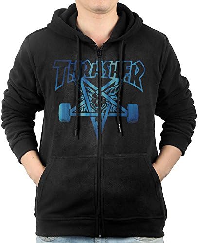 Mens Thrasher Skateboard Men's Slim Fit Zip-up Hoodies Fleece Sweatshirts JacketSmall