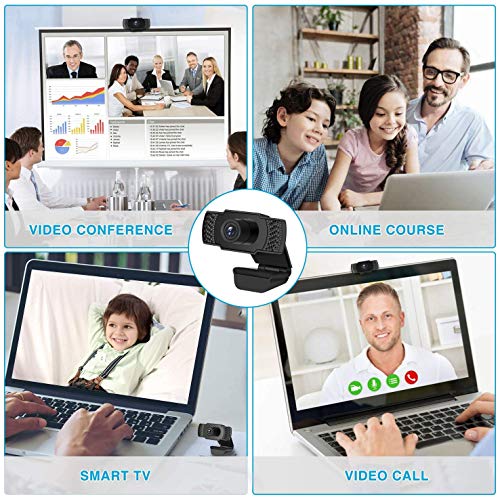 Webcam with Microphone, 1080P HD Webcam Streaming Computer Web Camera for Online Teaching/Business Meeting, Plug and Play Face Camera with Auto Focus for PC Desktop Laptop