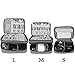 BUBM 3pcs Double Layer Electronic Organizer, Travel Gadgets Bag for Cables, External Flash Drive, Mouse, Memory Card, Power Bank and More, Compact and Multi-purpose, Denim Gray