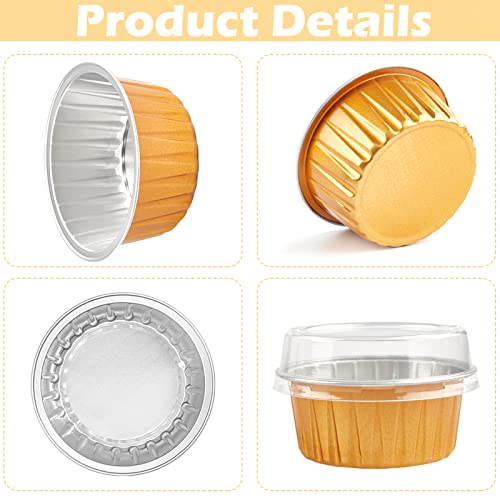 [50 Sets 5 Oz.] Aluminum Cupcake Liners with Lids, Disposable Foil