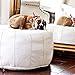 ARTOUARZAZATE Premium Moroccan Leather Pouf Cover - Round & Large Ottoman Footstool Cover with Embroidery - Cover ONLY - Perfect for The Living Room Bedroom, Kids Room, Gift & Wedding (White)