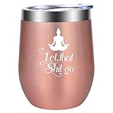 Let That Shit Go - Motivational Yoga Gifts for Women - Funny Birthday, Divorce Gifts for Her, Best Friend, Wife, Mom, Daughter, Sister, Yoga Lover, Teacher, Instructor - LEADO Wine Tumbler Buddha Cup