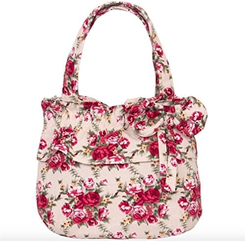 Wantop Beautiful Flowers Pattern Canvas bow-knot Handbag womens Bags
