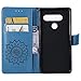 LG V40 ThinQ Case,LG V40 Wallet Case,LG V40 ThinQ Filp Case,Sun Flower Embossed PU Leather Magnetic Card Holders Hand Strap TPU Inner Bumper Purse Case for LG V40 ThinQ/LG V40 Blue